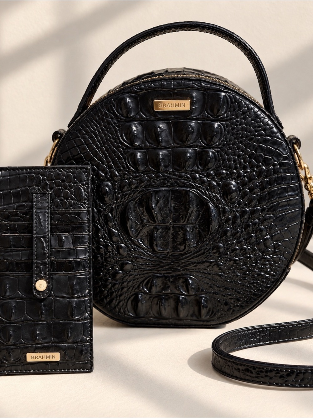 Brahmin Lane Melbourne Canteen Crossbody Bag & Melbourne Wallet Black Leather